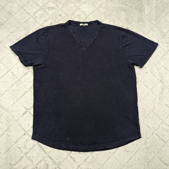Buck Mason Other - Buck Mason Shirt Men's XL Blue Navy Venice Wash Slub Curved Hem V-Neck Tee